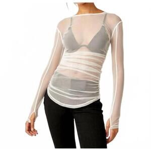 NEW FREE PEOPLE last layer long sleeve top in ivory